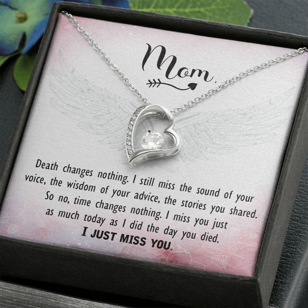 To Mom Remembrance Message Death Changes Nothing Forever Necklace w Message Card-Express Your Love Gifts