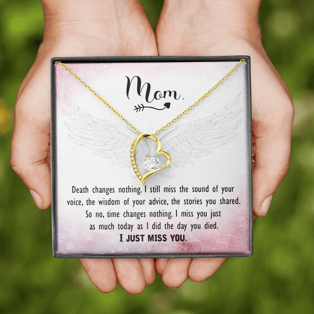 To Mom Remembrance Message Death Changes Nothing Forever Necklace w Message Card-Express Your Love Gifts