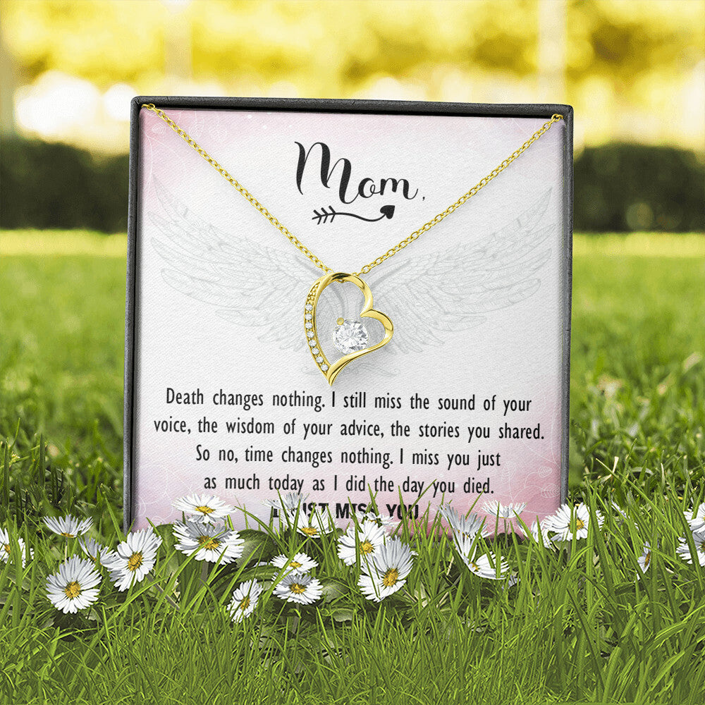 To Mom Remembrance Message Death Changes Nothing Forever Necklace w Message Card-Express Your Love Gifts