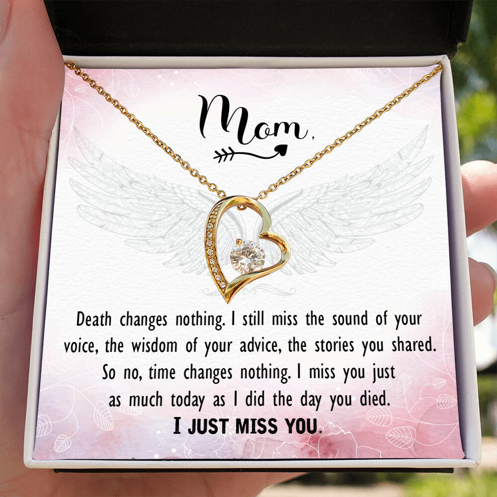 To Mom Remembrance Message Death Changes Nothing Forever Necklace w Message Card-Express Your Love Gifts