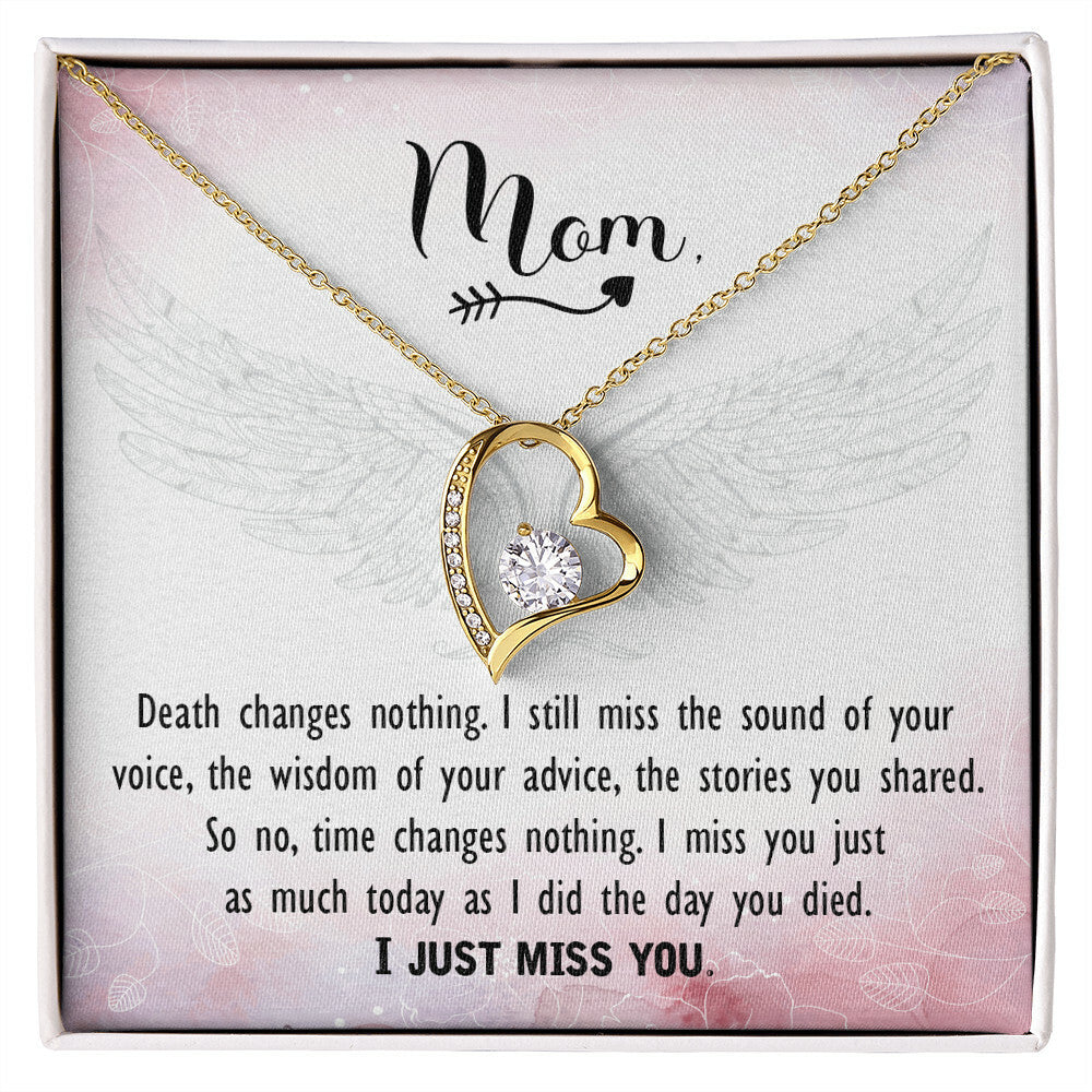 To Mom Remembrance Message Death Changes Nothing Forever Necklace w Message Card-Express Your Love Gifts