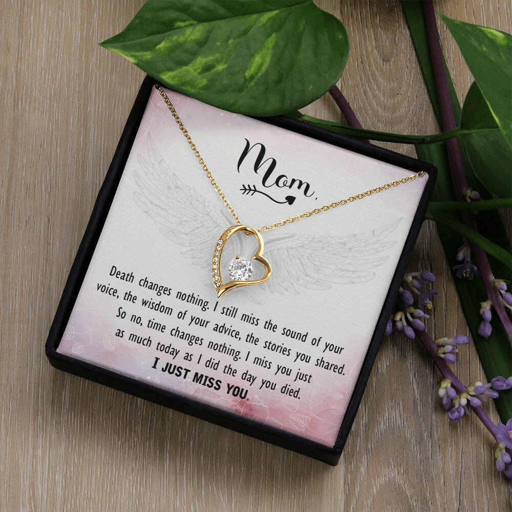 To Mom Remembrance Message Death Changes Nothing Forever Necklace w Message Card-Express Your Love Gifts