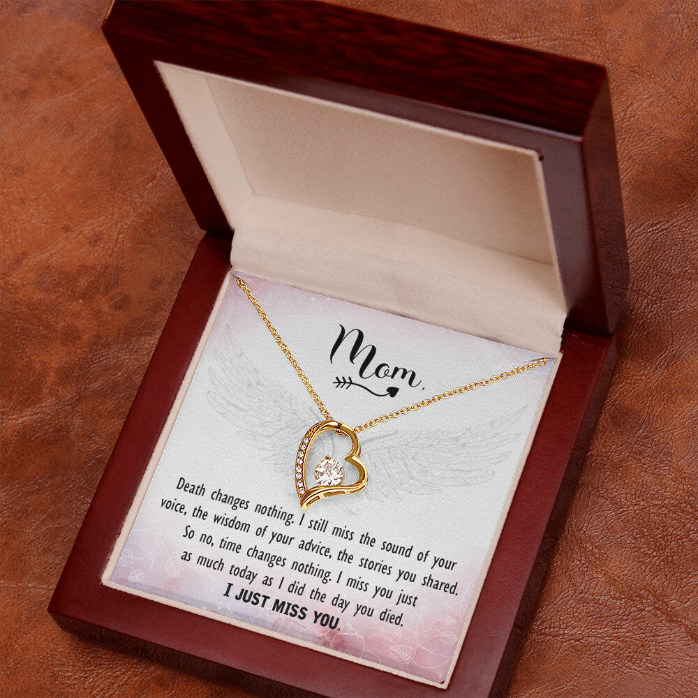 To Mom Remembrance Message Death Changes Nothing Forever Necklace w Message Card-Express Your Love Gifts