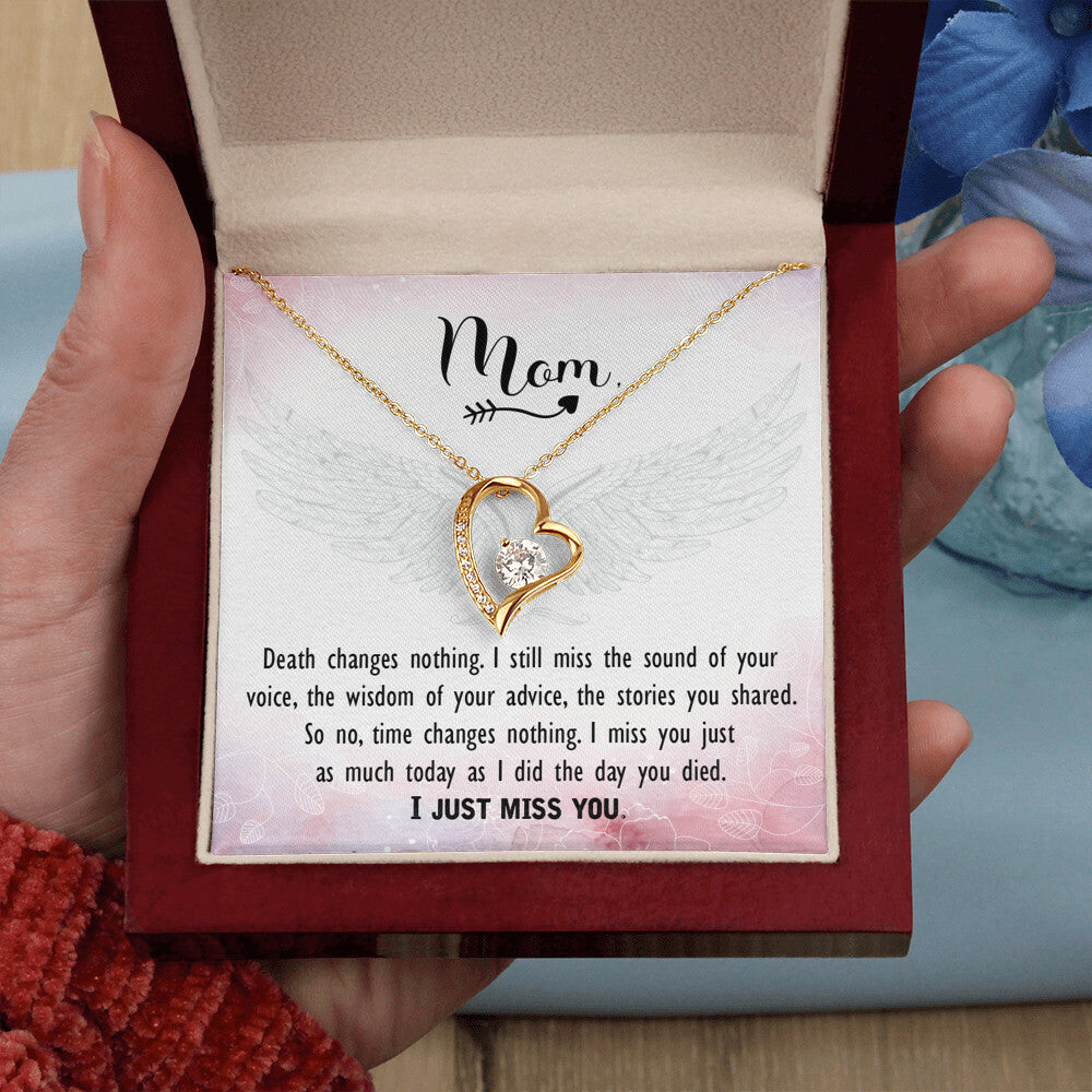 To Mom Remembrance Message Death Changes Nothing Forever Necklace w Message Card-Express Your Love Gifts