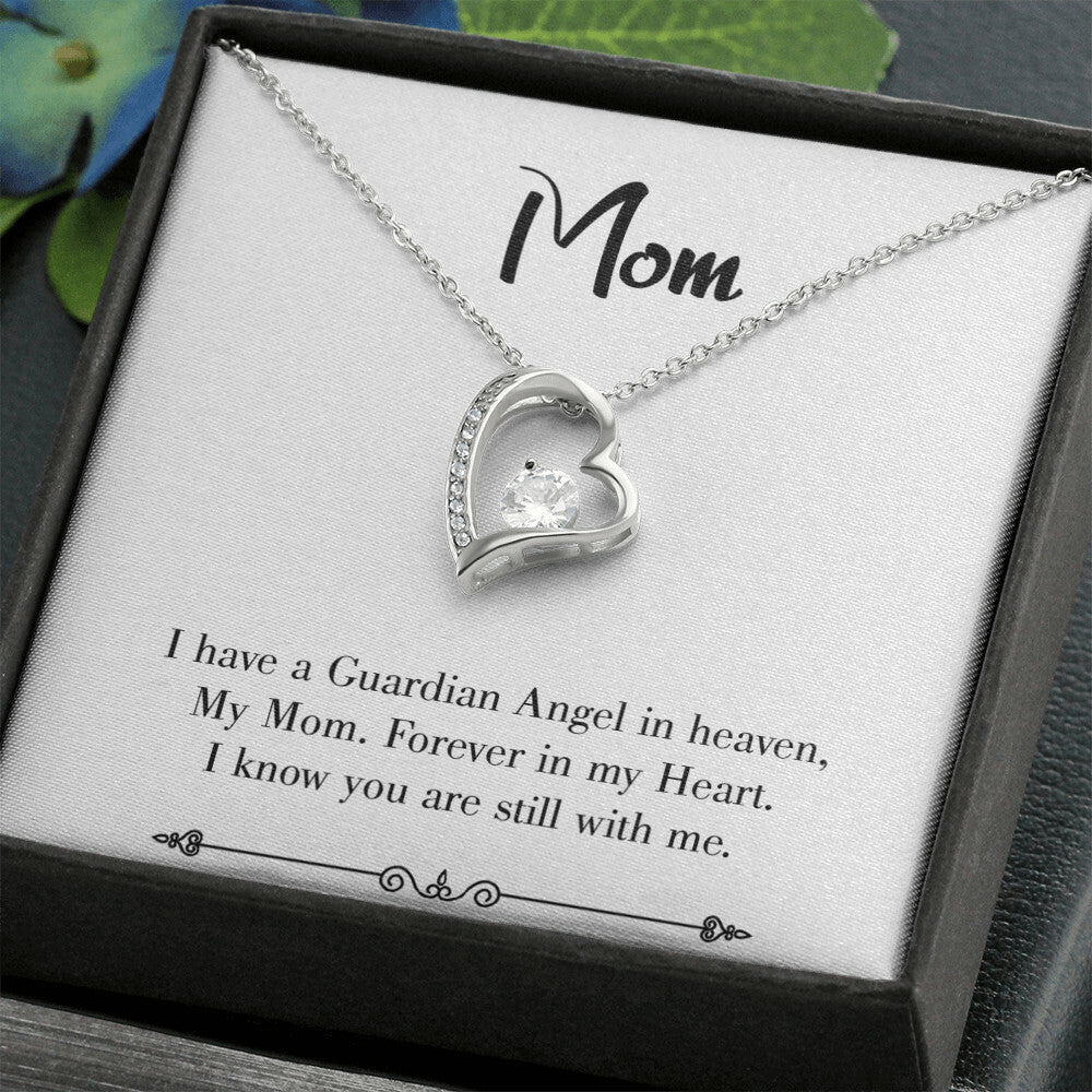 To Mom Remembrance Message Forever in My Heart White Forever Necklace w Message Card-Express Your Love Gifts