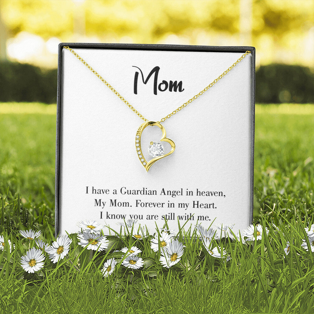 To Mom Remembrance Message Forever in My Heart White Forever Necklace w Message Card-Express Your Love Gifts