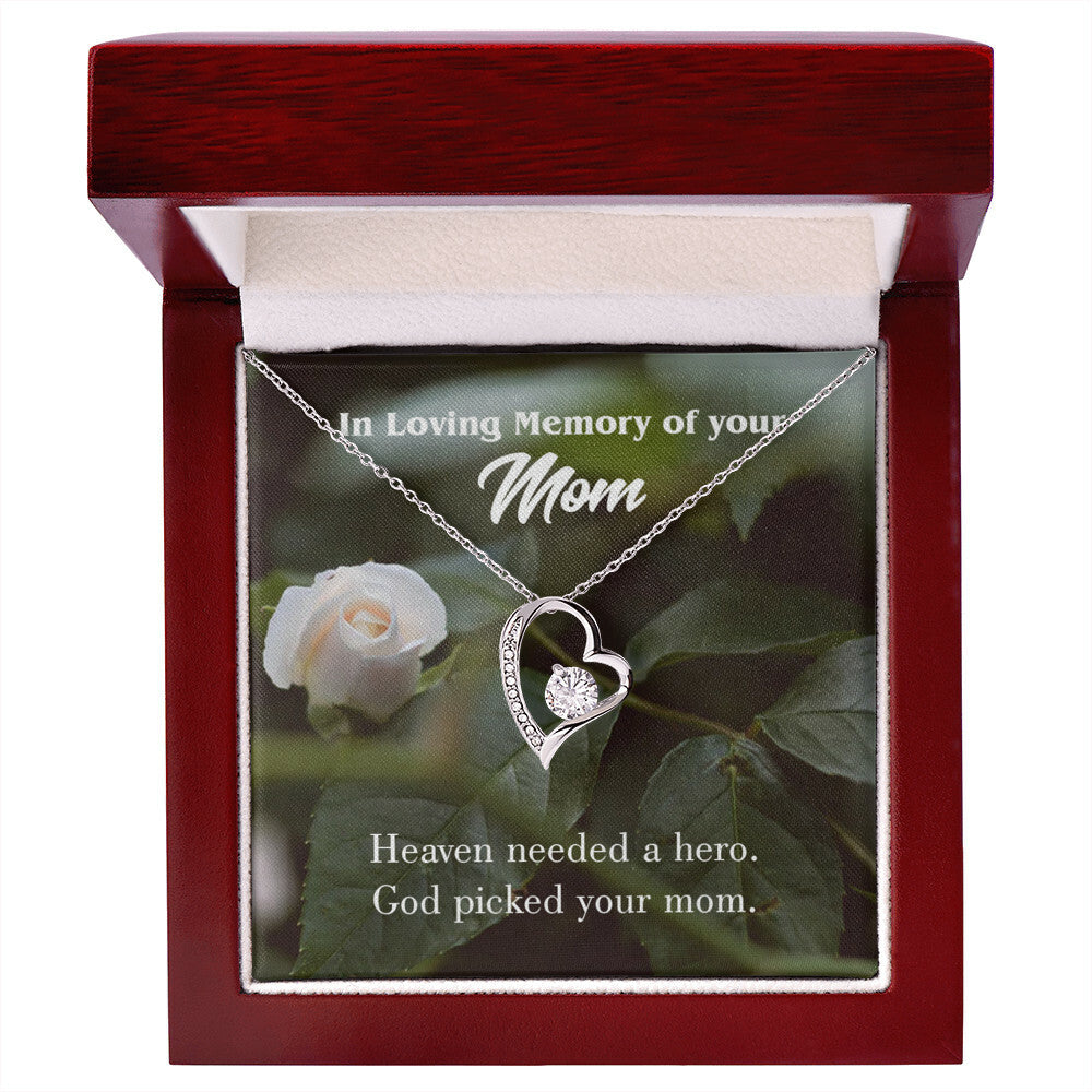 To Mom Remembrance Message God Picked Mom Forever Necklace w Message Card-Express Your Love Gifts