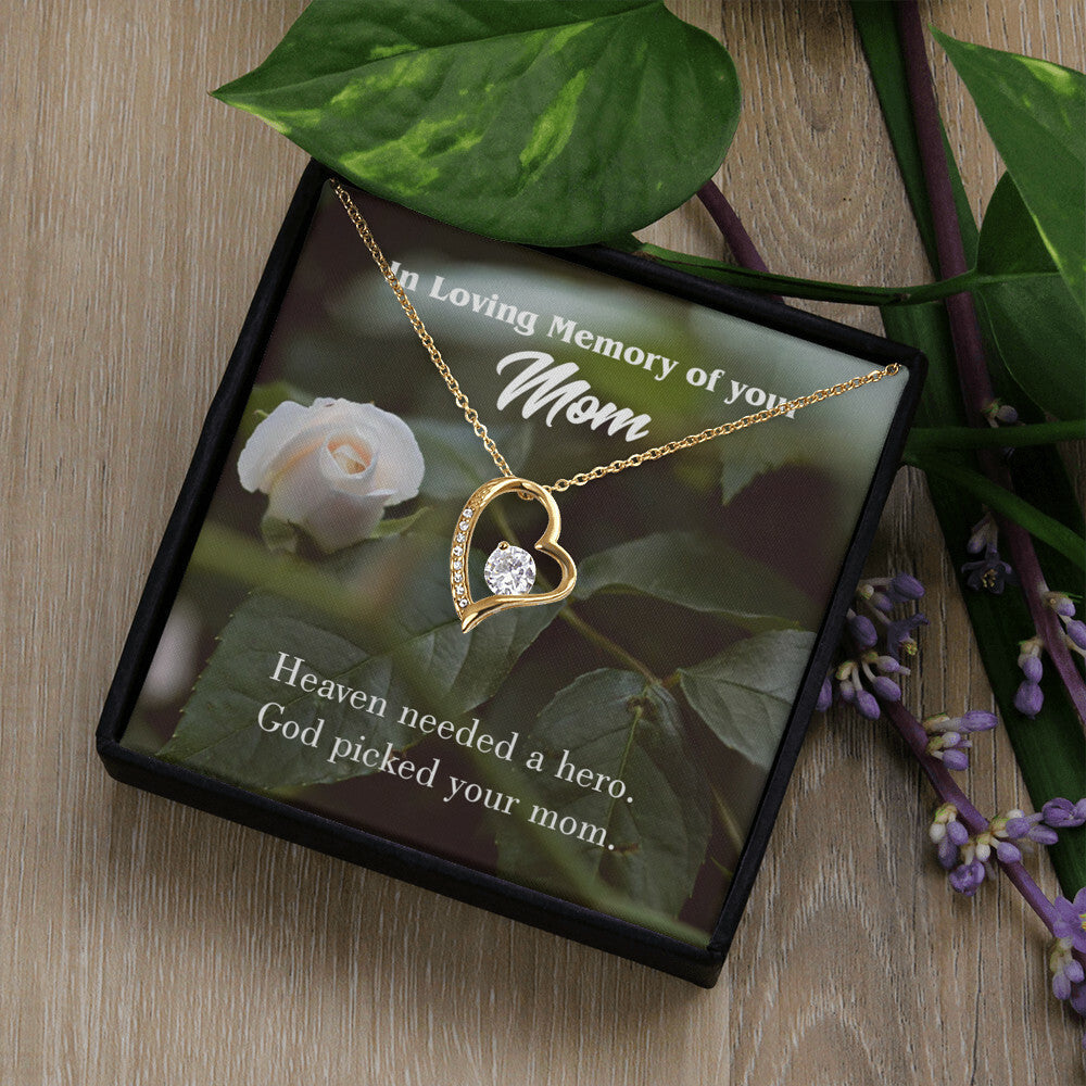 To Mom Remembrance Message God Picked Mom Forever Necklace w Message Card-Express Your Love Gifts