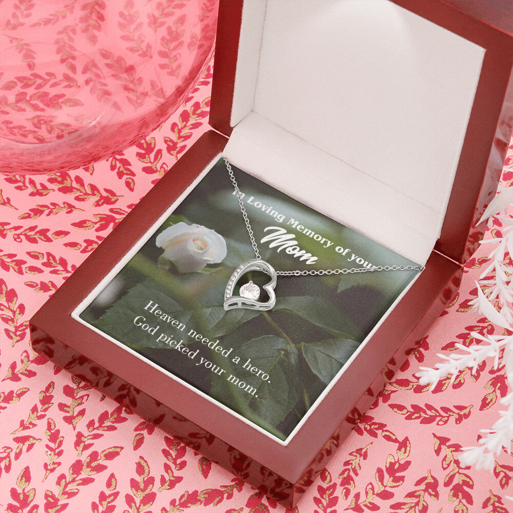 To Mom Remembrance Message God Picked Mom Forever Necklace w Message Card-Express Your Love Gifts