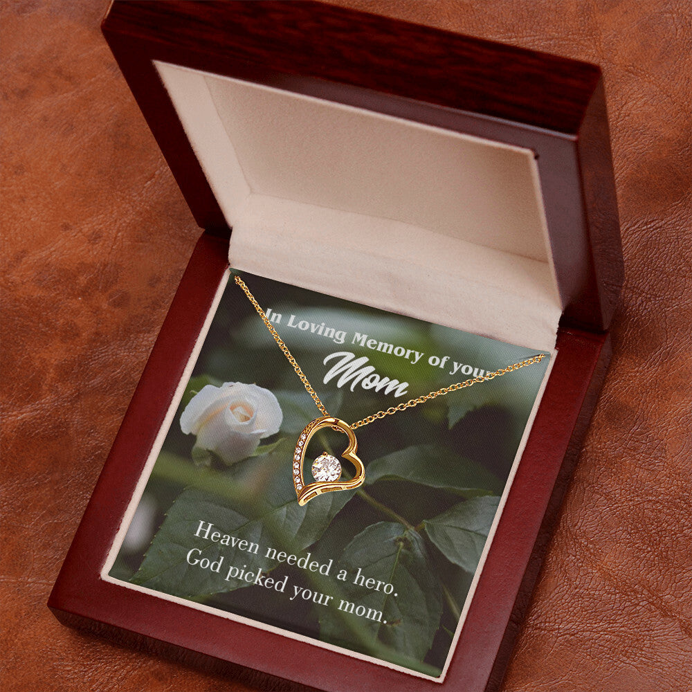 To Mom Remembrance Message God Picked Mom Forever Necklace w Message Card-Express Your Love Gifts