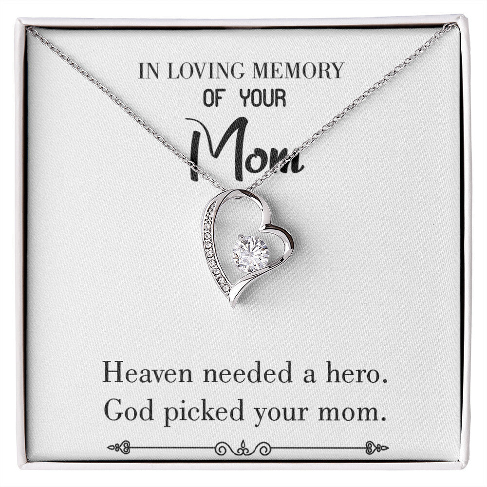 To Mom Remembrance Message God Picked Mom White Forever Necklace w Message Card-Express Your Love Gifts