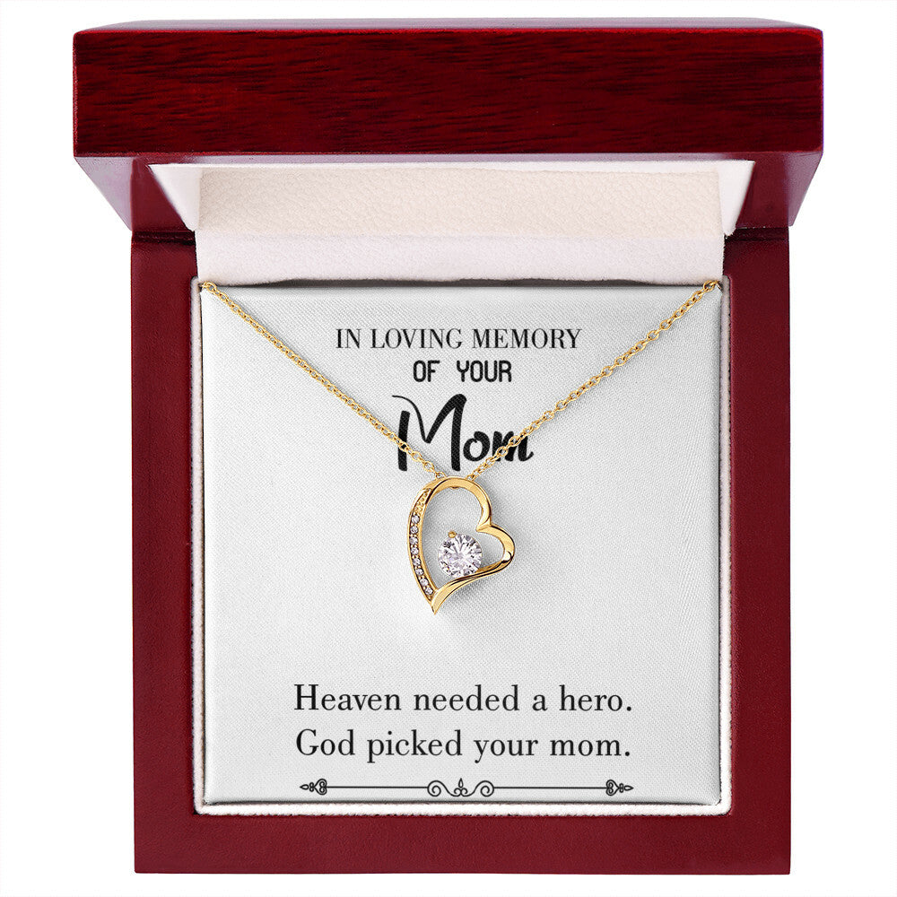 To Mom Remembrance Message God Picked Mom White Forever Necklace w Message Card-Express Your Love Gifts