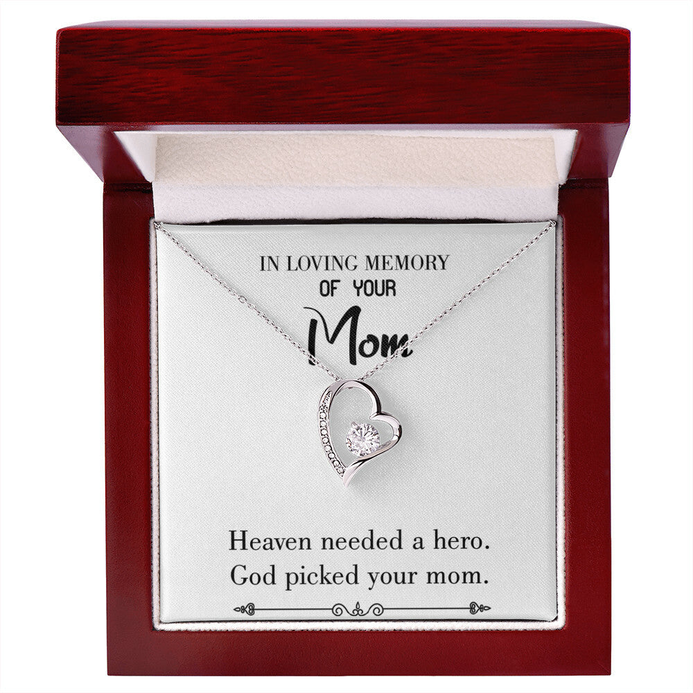 To Mom Remembrance Message God Picked Mom White Forever Necklace w Message Card-Express Your Love Gifts