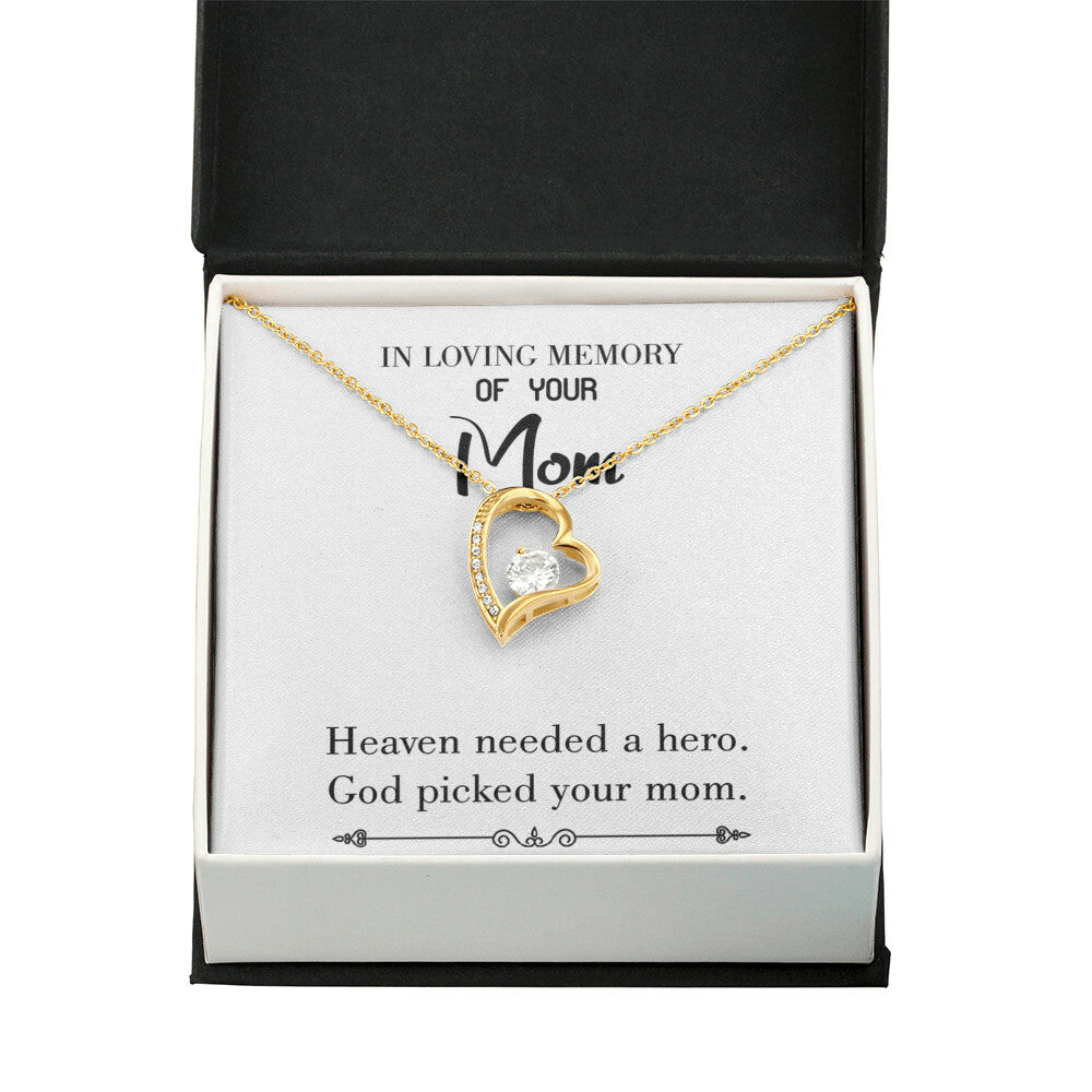 To Mom Remembrance Message God Picked Mom White Forever Necklace w Message Card-Express Your Love Gifts