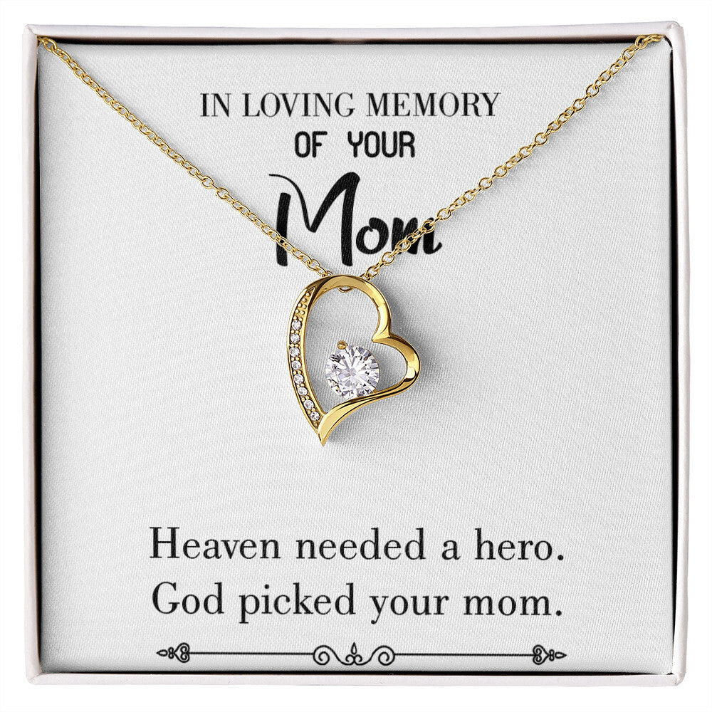 To Mom Remembrance Message God Picked Mom White Forever Necklace w Message Card-Express Your Love Gifts