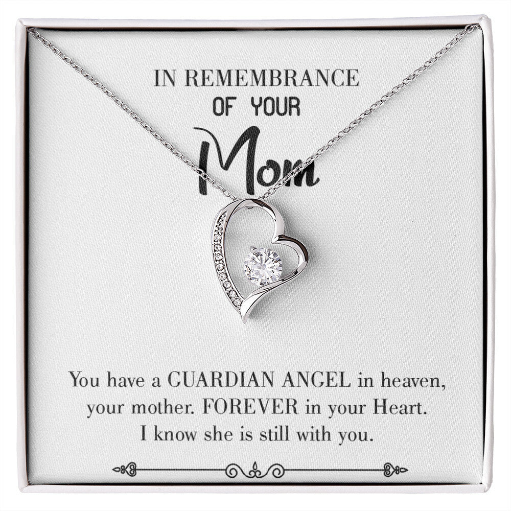 To Mom Remembrance Message Guardian Angel Forever White Forever Necklace w Message Card-Express Your Love Gifts