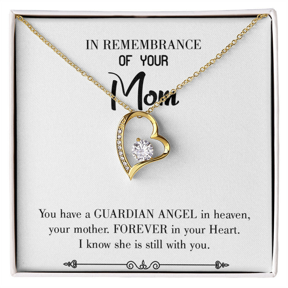 To Mom Remembrance Message Guardian Angel Forever White Forever Necklace w Message Card-Express Your Love Gifts