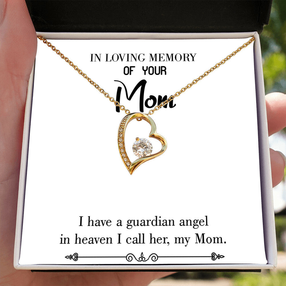 To Mom Remembrance Message Guardian Angel Mom White Forever Necklace w Message Card-Express Your Love Gifts