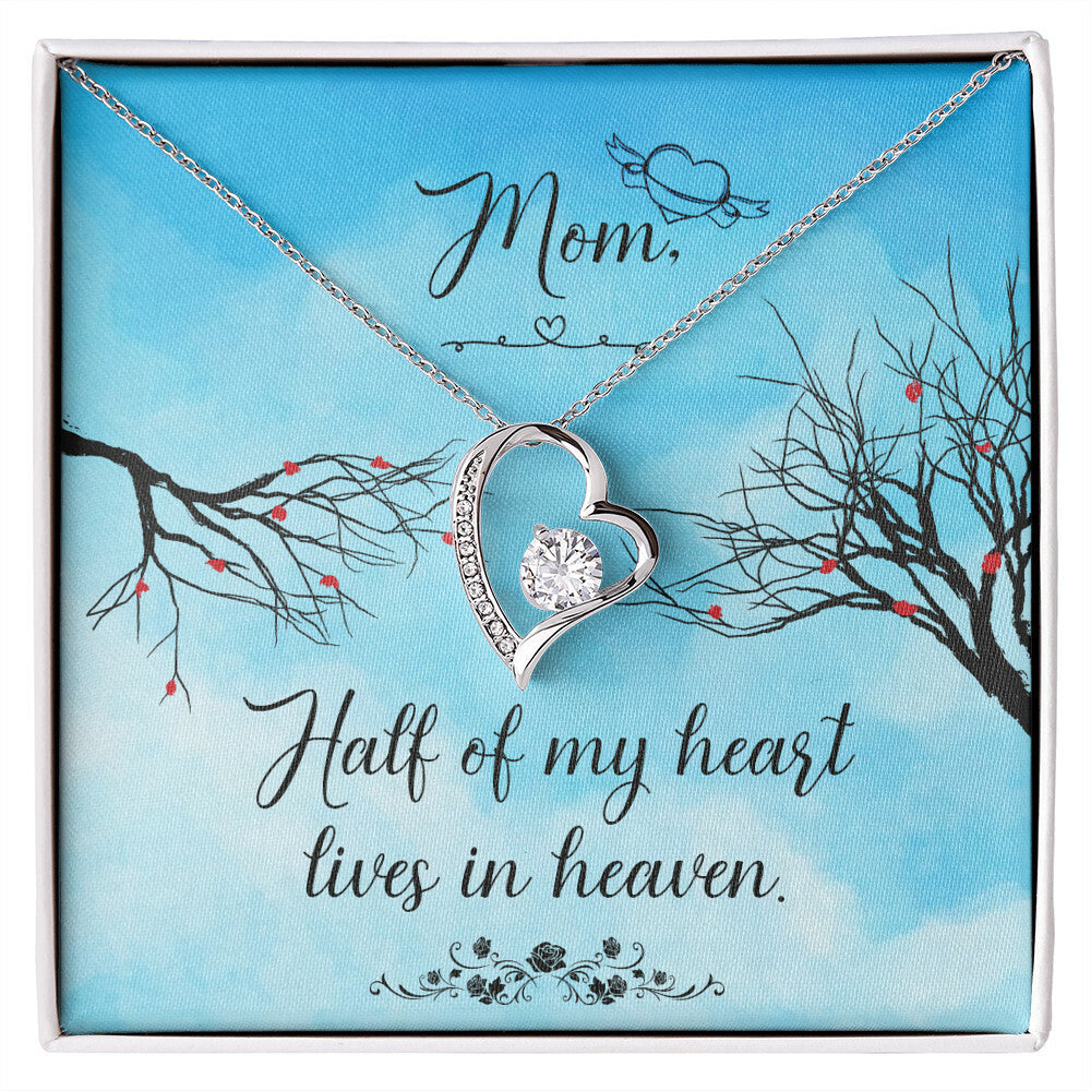 To Mom Remembrance Message Half of My Heart Forever Necklace w Message Card-Express Your Love Gifts