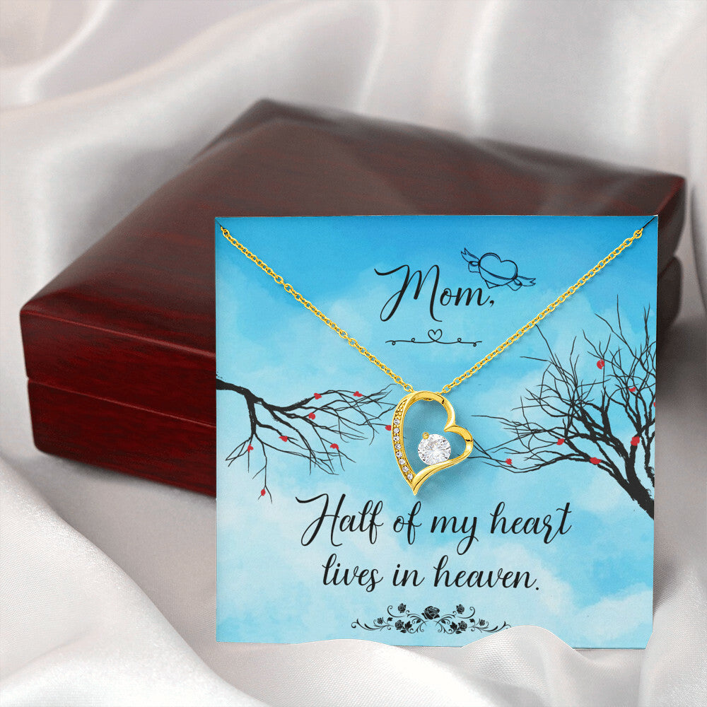 To Mom Remembrance Message Half of My Heart Forever Necklace w Message Card-Express Your Love Gifts