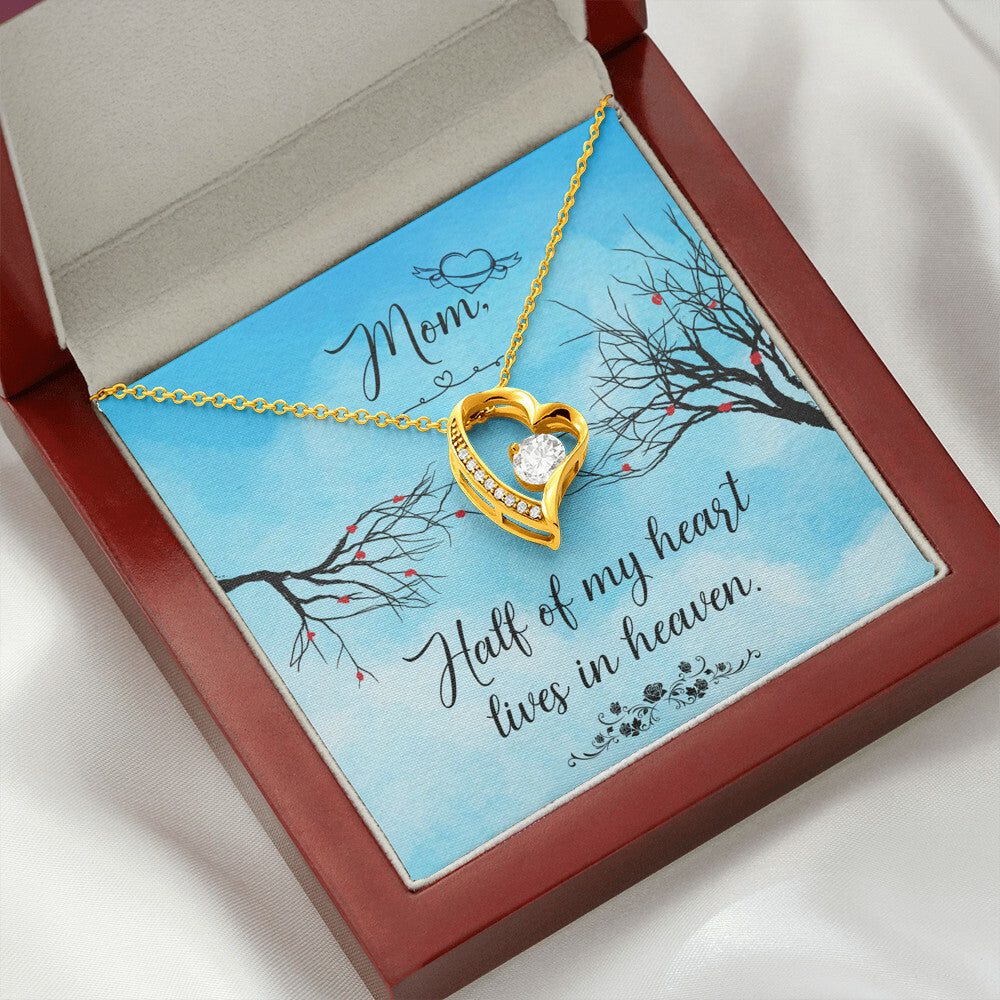 To Mom Remembrance Message Half of My Heart Forever Necklace w Message Card-Express Your Love Gifts