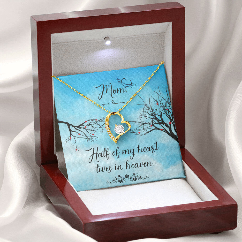 To Mom Remembrance Message Half of My Heart Forever Necklace w Message Card-Express Your Love Gifts