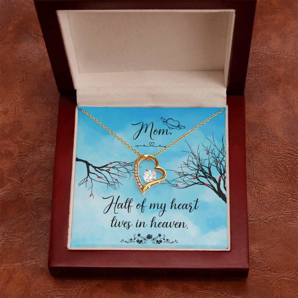 To Mom Remembrance Message Half of My Heart Forever Necklace w Message Card-Express Your Love Gifts