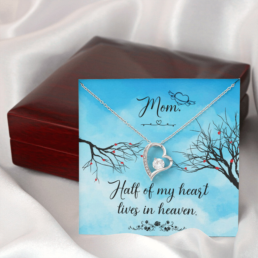 To Mom Remembrance Message Half of My Heart Forever Necklace w Message Card-Express Your Love Gifts