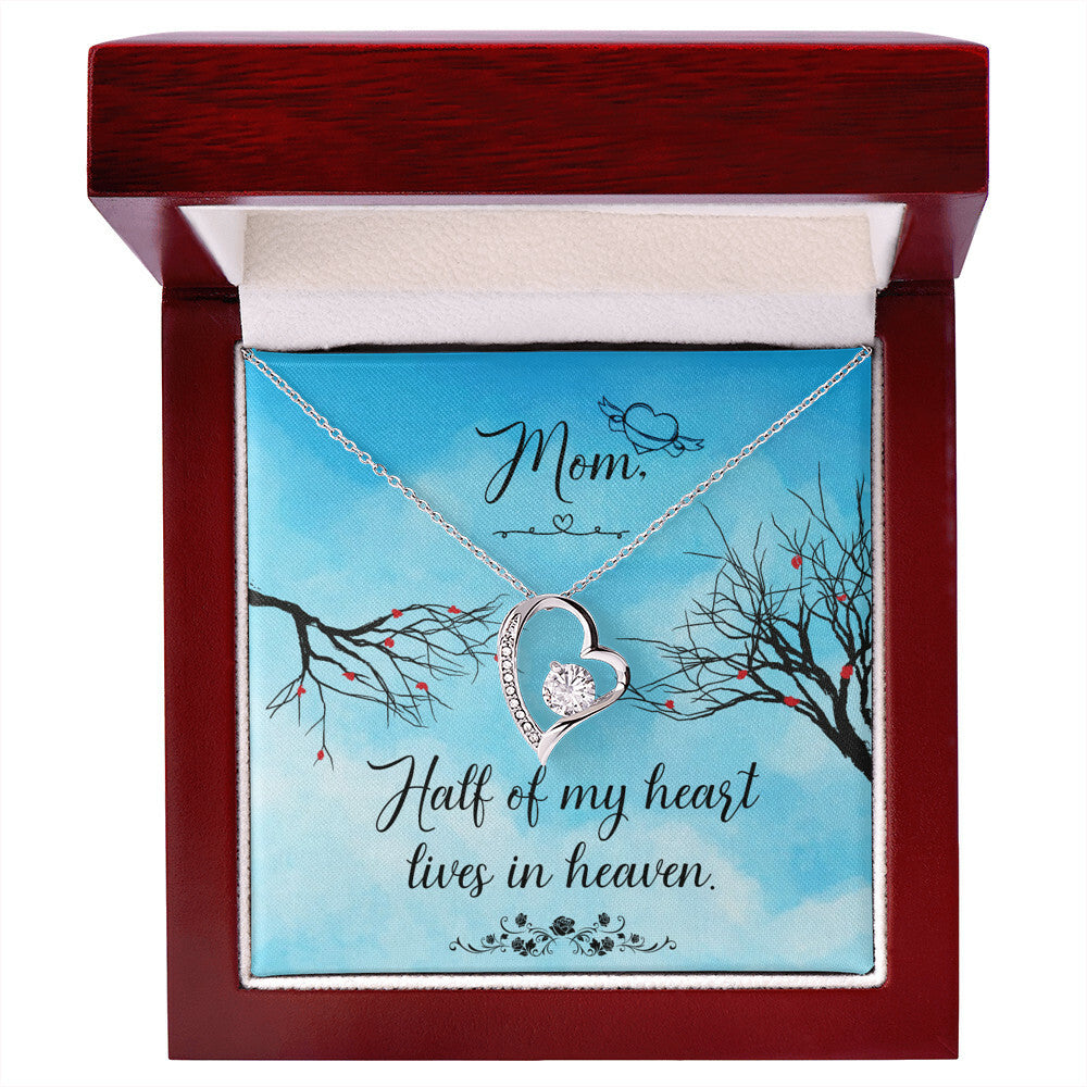 To Mom Remembrance Message Half of My Heart Forever Necklace w Message Card-Express Your Love Gifts