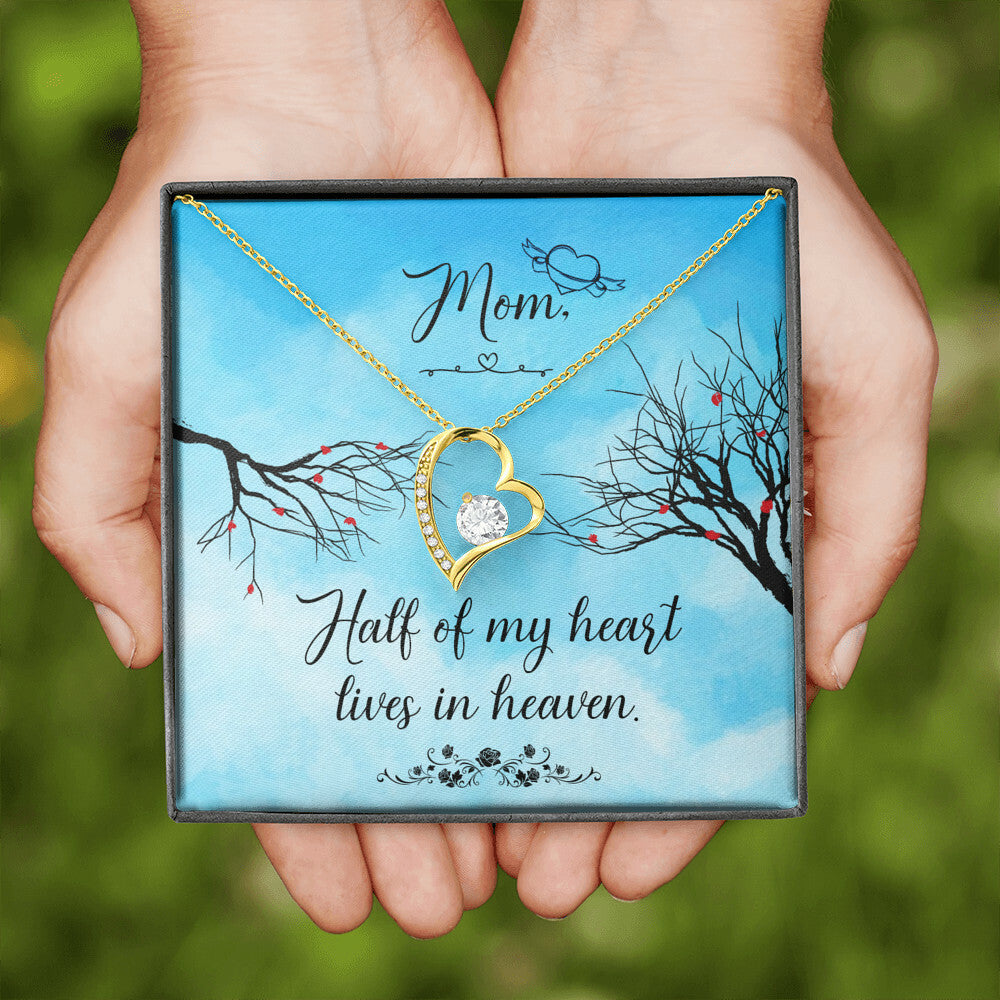 To Mom Remembrance Message Half of My Heart Forever Necklace w Message Card-Express Your Love Gifts