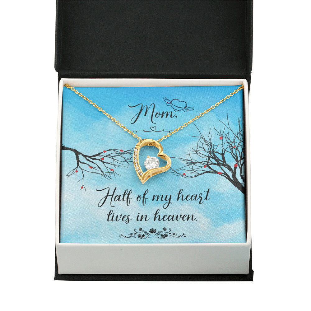 To Mom Remembrance Message Half of My Heart Forever Necklace w Message Card-Express Your Love Gifts