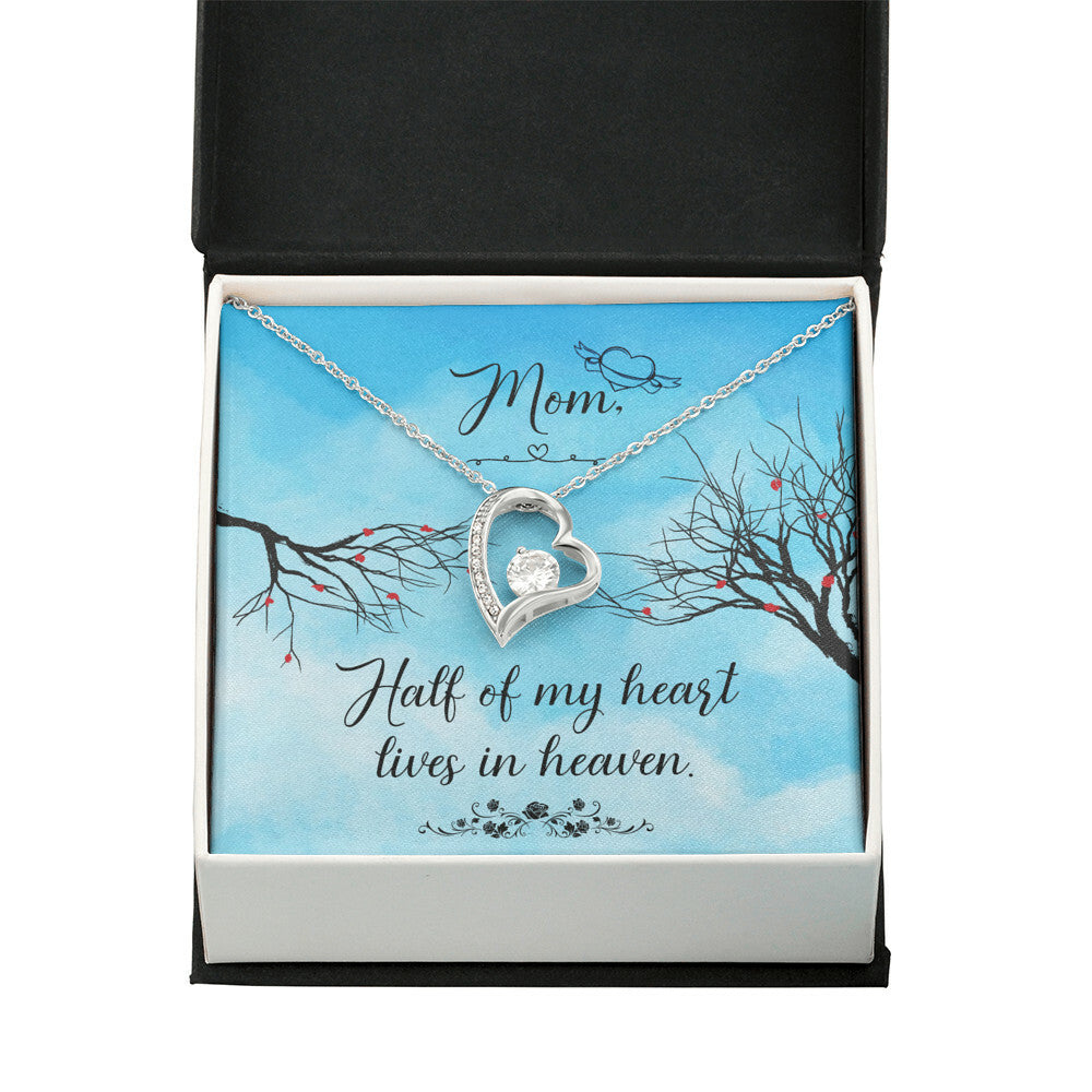 To Mom Remembrance Message Half of My Heart Forever Necklace w Message Card-Express Your Love Gifts