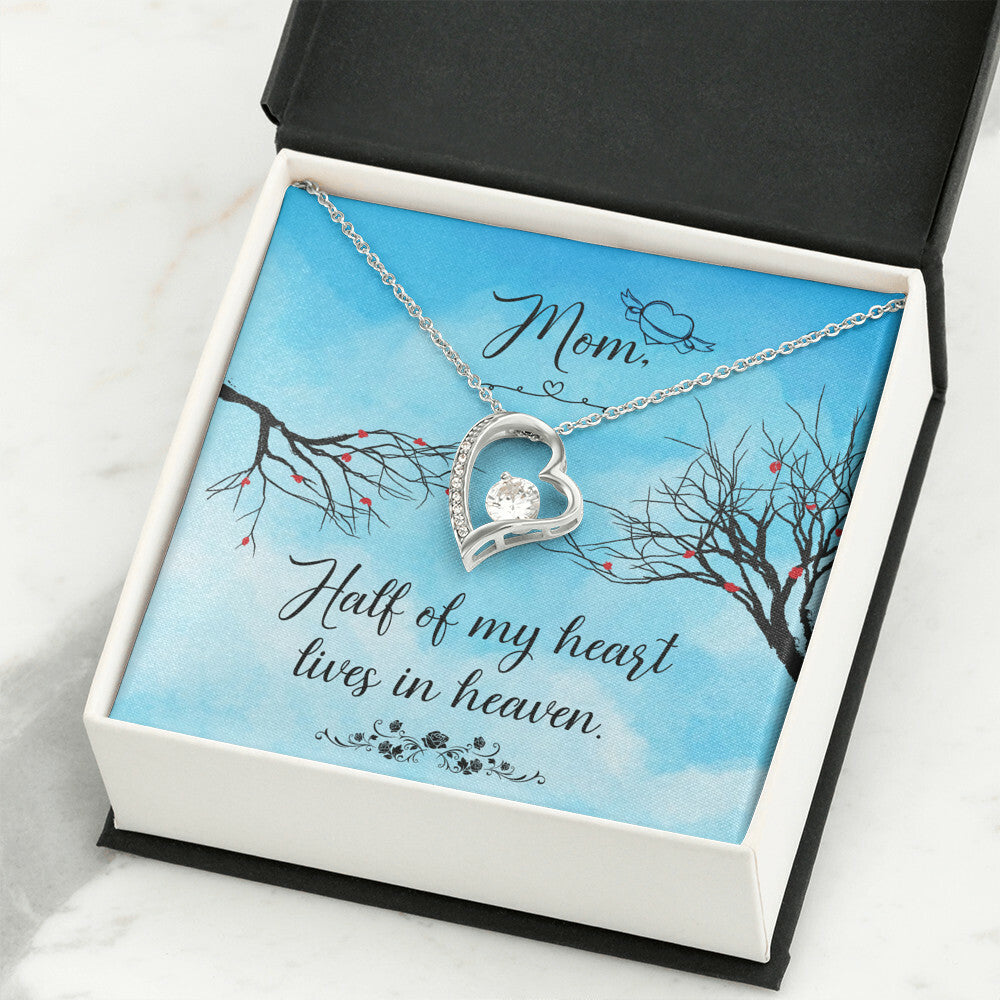 To Mom Remembrance Message Half of My Heart Forever Necklace w Message Card-Express Your Love Gifts