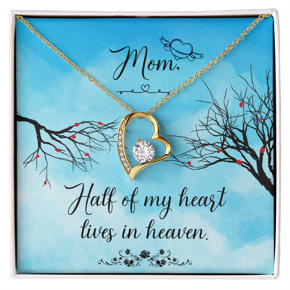 To Mom Remembrance Message Half of My Heart Forever Necklace w Message Card-Express Your Love Gifts