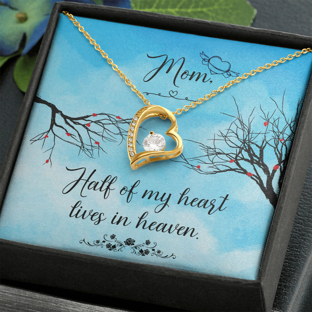 To Mom Remembrance Message Half of My Heart Forever Necklace w Message Card-Express Your Love Gifts