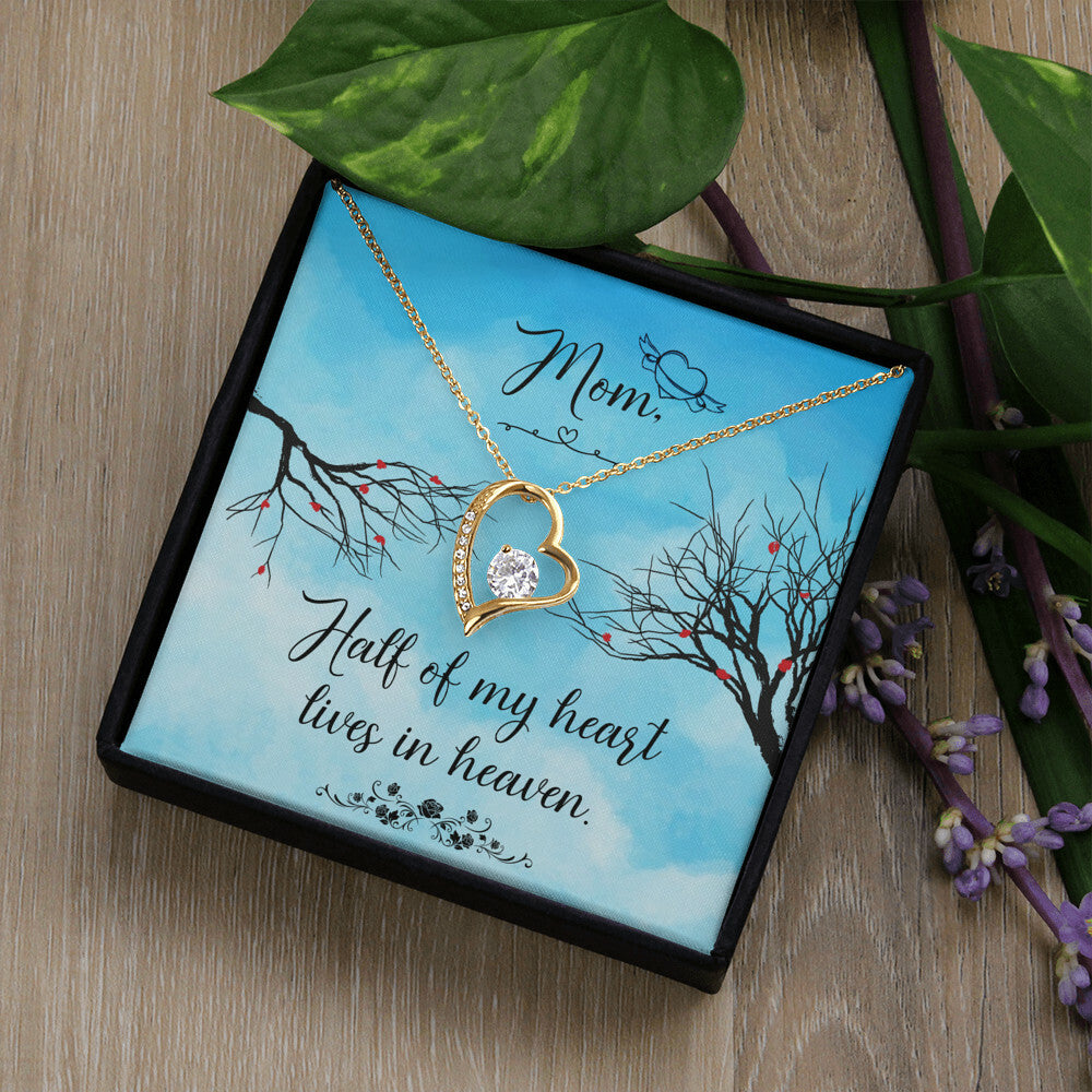 To Mom Remembrance Message Half of My Heart Forever Necklace w Message Card-Express Your Love Gifts