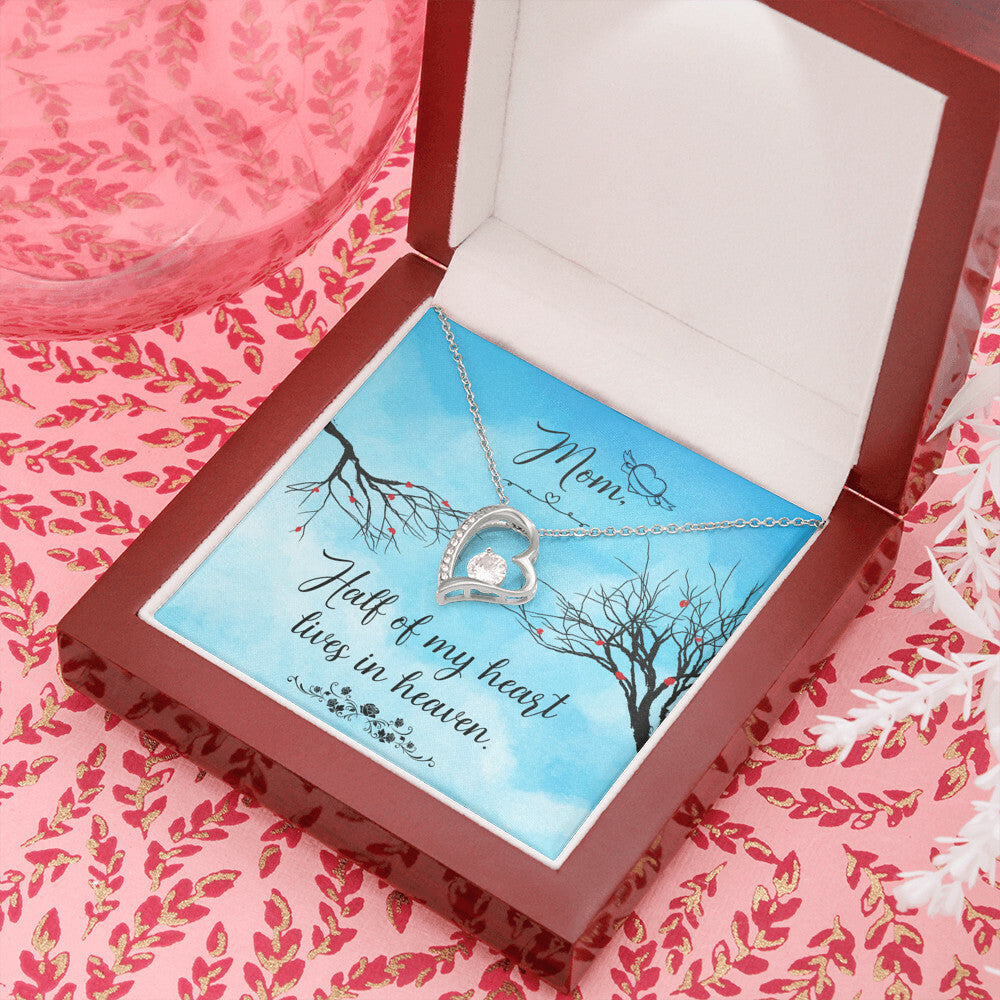 To Mom Remembrance Message Half of My Heart Forever Necklace w Message Card-Express Your Love Gifts