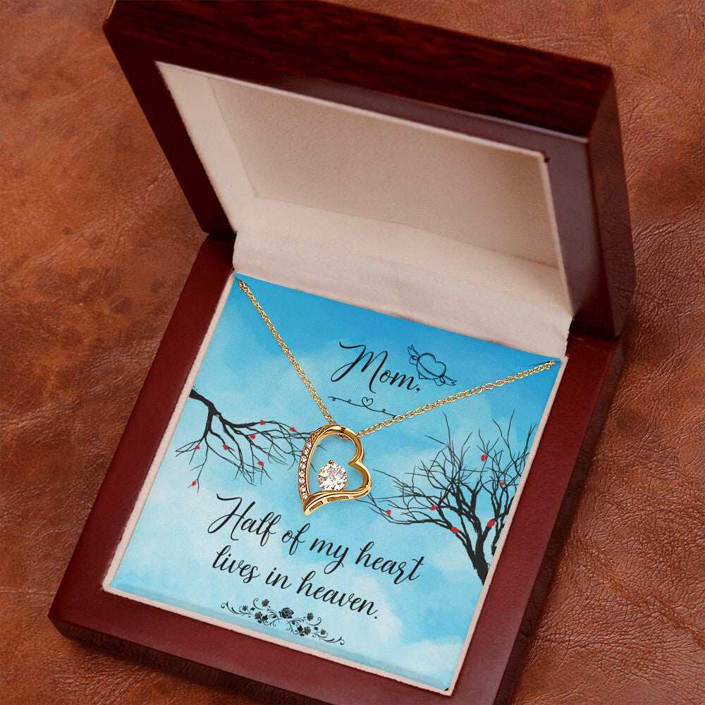 To Mom Remembrance Message Half of My Heart Forever Necklace w Message Card-Express Your Love Gifts