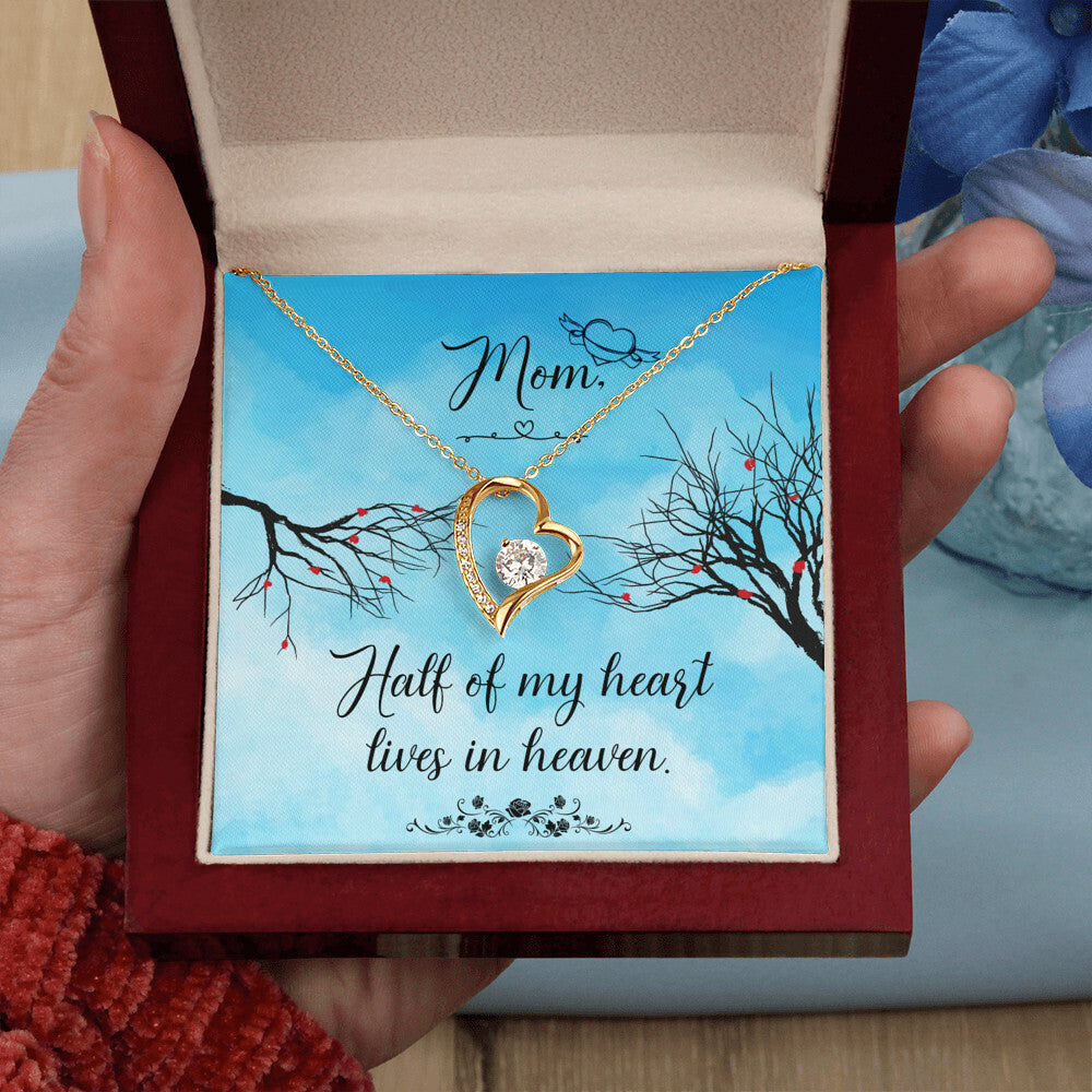 To Mom Remembrance Message Half of My Heart Forever Necklace w Message Card-Express Your Love Gifts