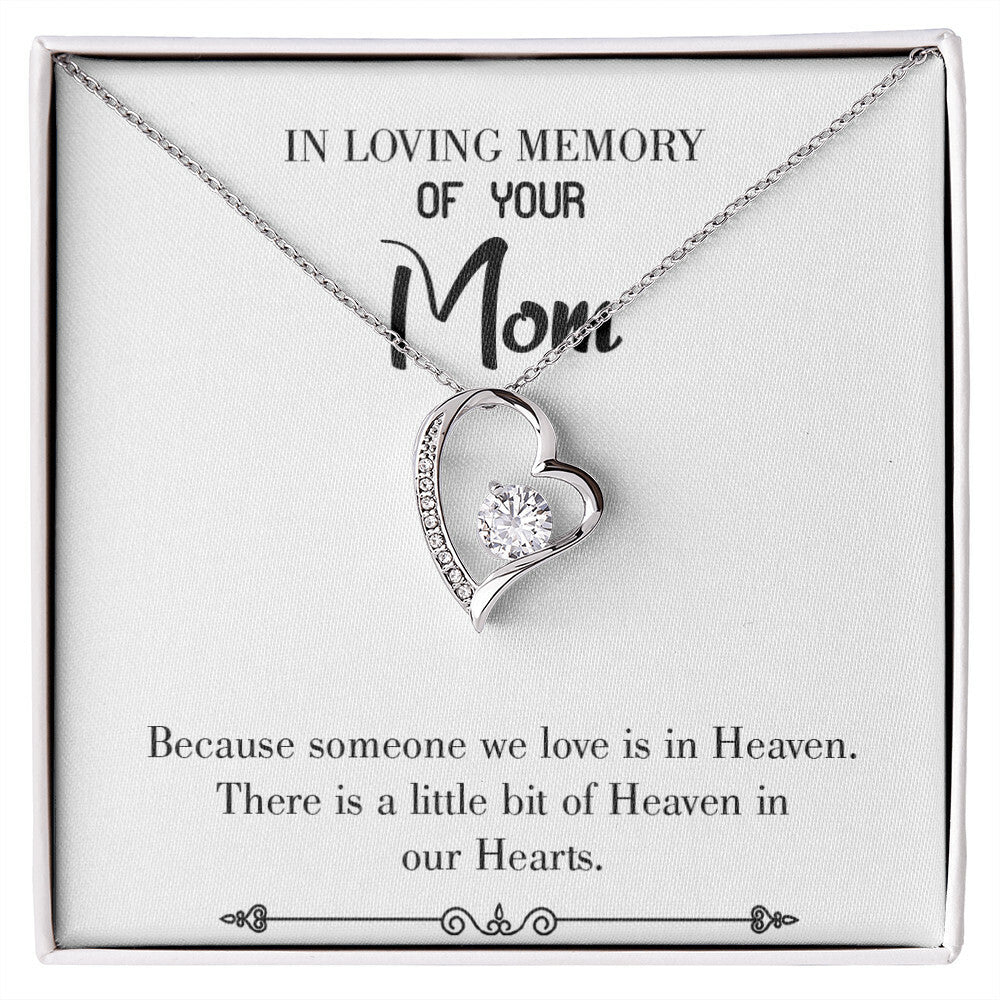 To Mom Remembrance Message Heaven in Our Hearts White Forever Necklace w Message Card-Express Your Love Gifts