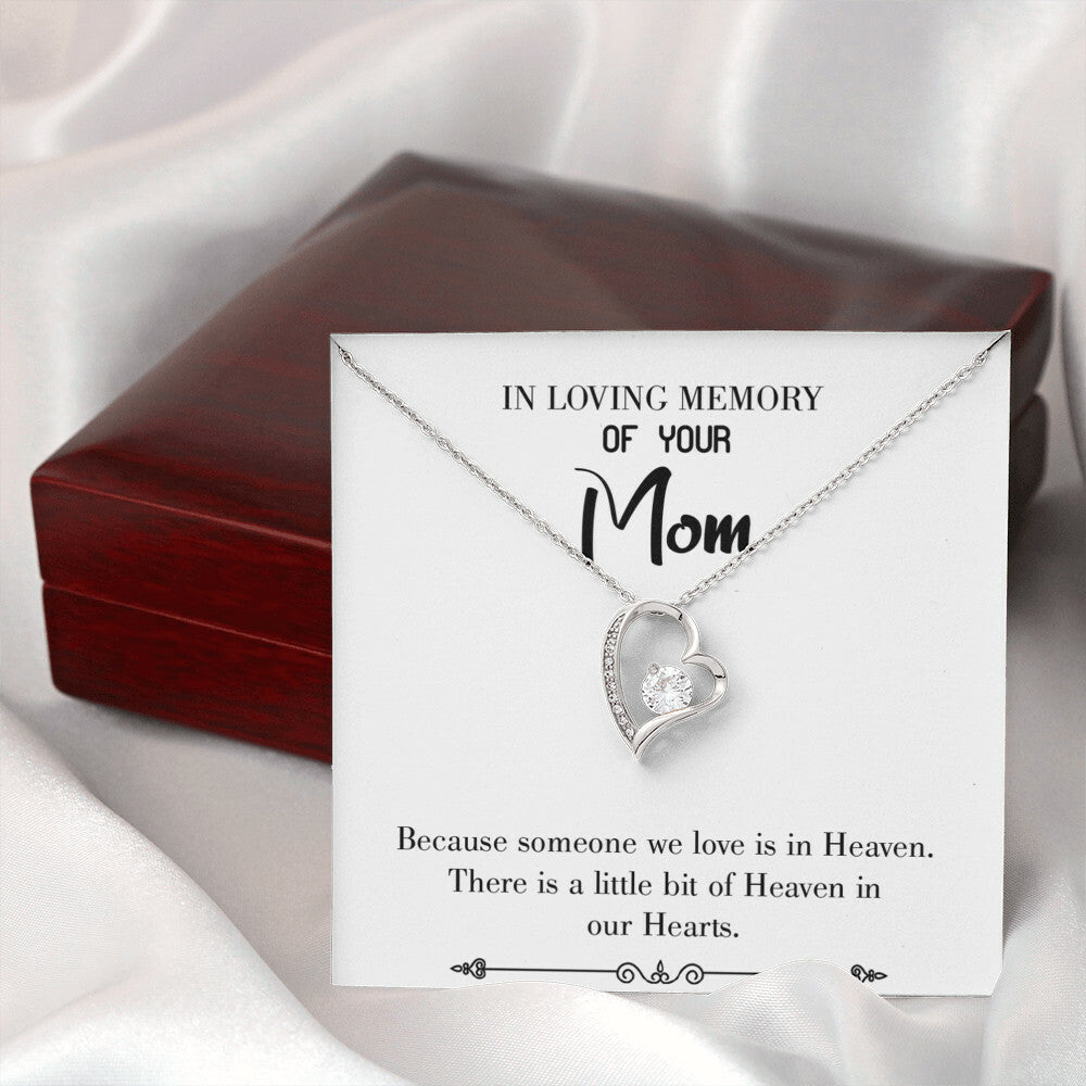 To Mom Remembrance Message Heaven in Our Hearts White Forever Necklace w Message Card-Express Your Love Gifts