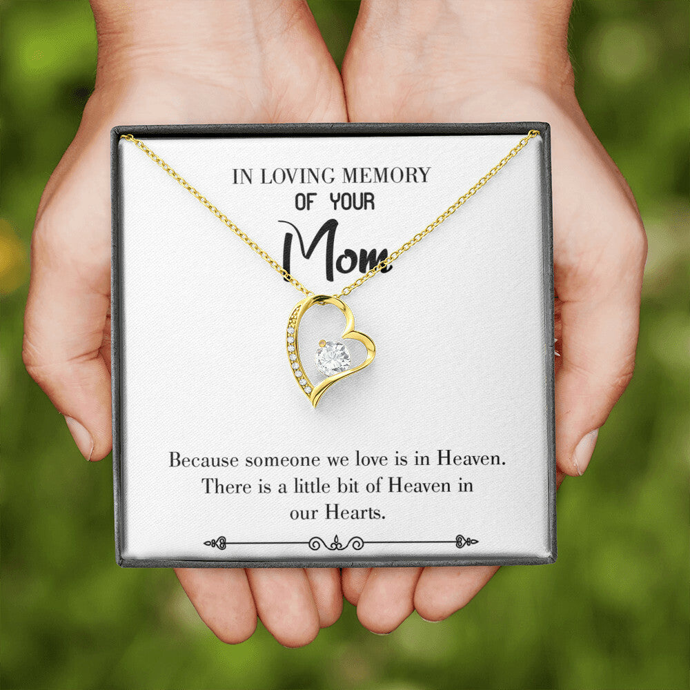 To Mom Remembrance Message Heaven in Our Hearts White Forever Necklace w Message Card-Express Your Love Gifts