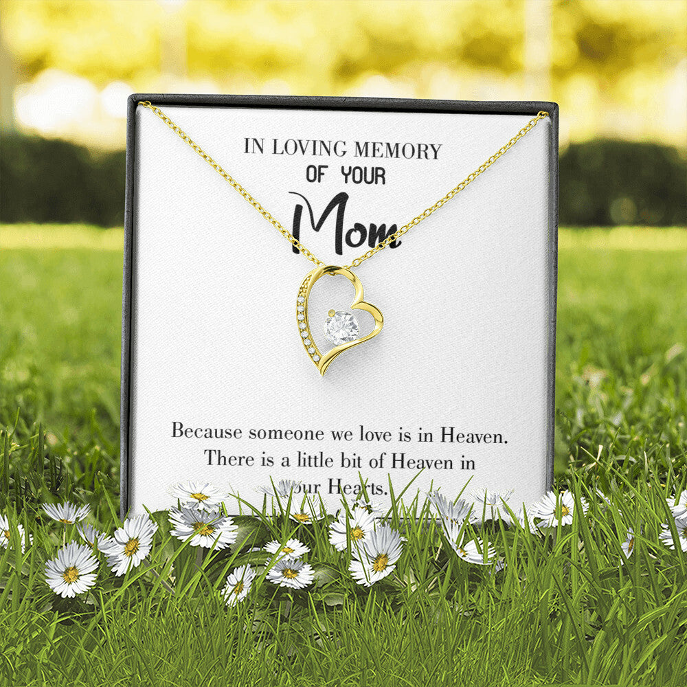 To Mom Remembrance Message Heaven in Our Hearts White Forever Necklace w Message Card-Express Your Love Gifts