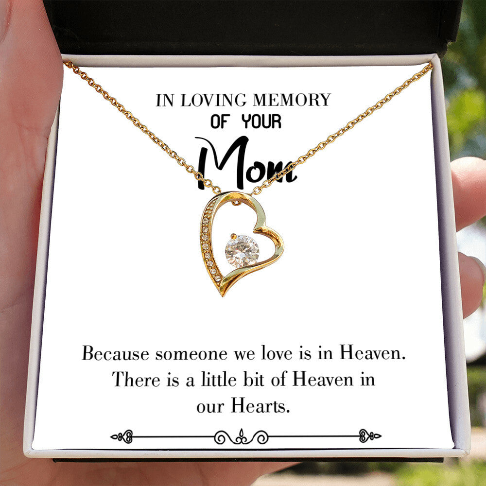 To Mom Remembrance Message Heaven in Our Hearts White Forever Necklace w Message Card-Express Your Love Gifts