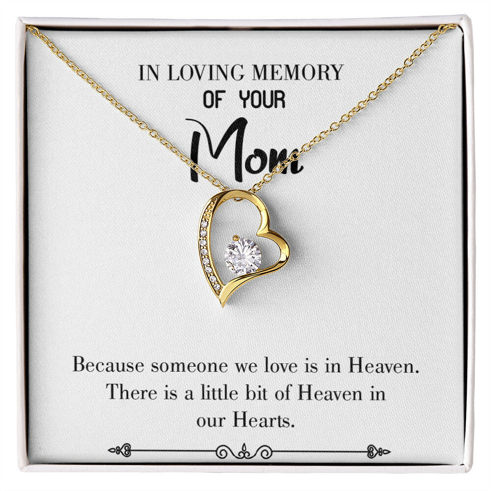 To Mom Remembrance Message Heaven in Our Hearts White Forever Necklace w Message Card-Express Your Love Gifts