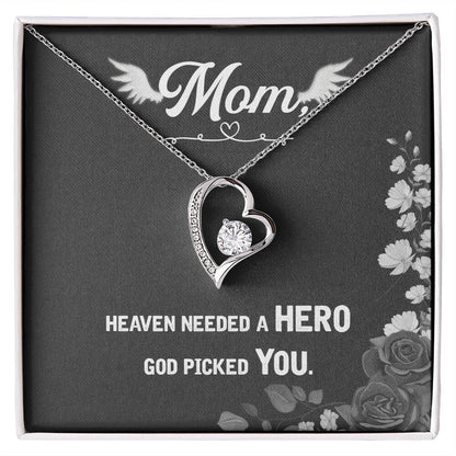 To Mom Remembrance Message Heaven Needed a Hero Forever Necklace w Message Card-Express Your Love Gifts