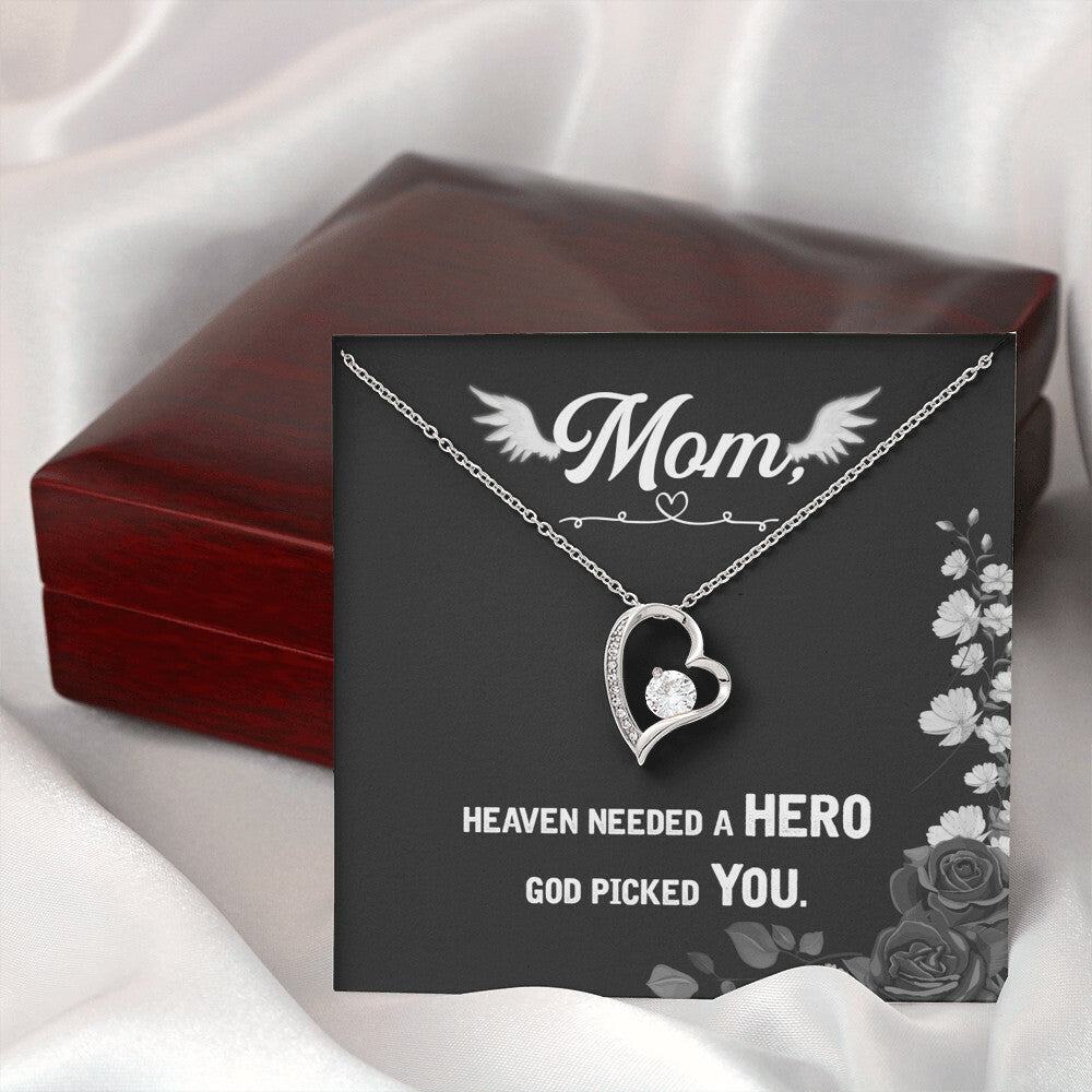 To Mom Remembrance Message Heaven Needed a Hero Forever Necklace w Message Card-Express Your Love Gifts