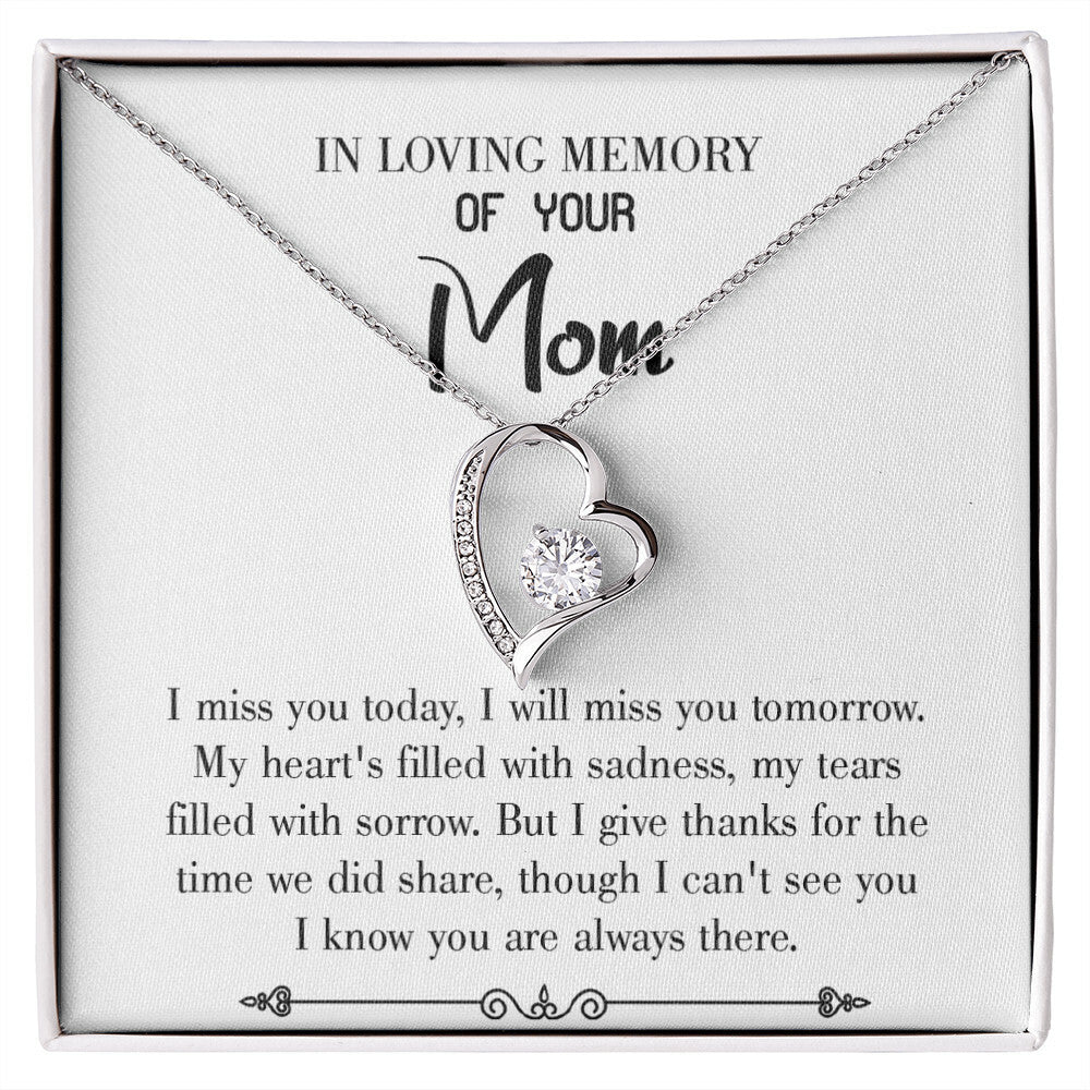 To Mom Remembrance Message I Miss You Today White Forever Necklace w Message Card-Express Your Love Gifts