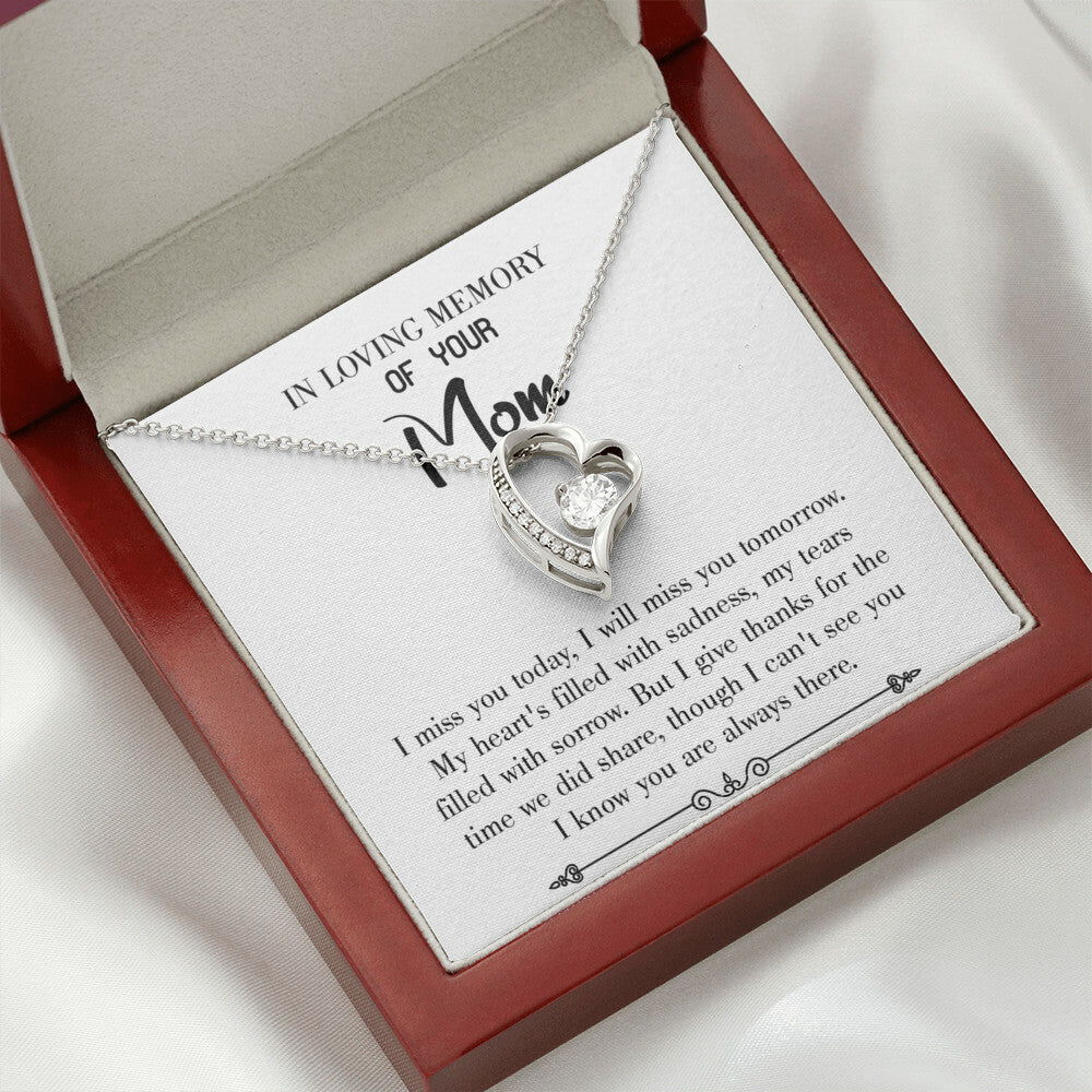 To Mom Remembrance Message I Miss You Today White Forever Necklace w Message Card-Express Your Love Gifts