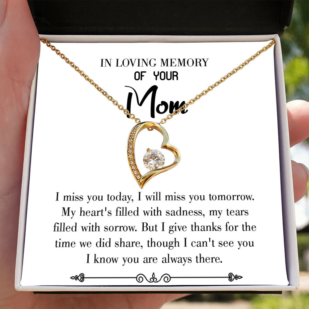 To Mom Remembrance Message I Miss You Today White Forever Necklace w Message Card-Express Your Love Gifts